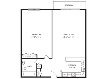 Taymil Andover Place 1 Bedroom 1 Bathroom B Floor Plan